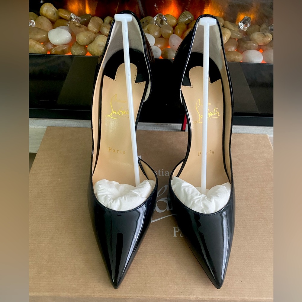 NEW Christian Louboutin Iriza Patent Open- Side Red Sole Pumps 🔥